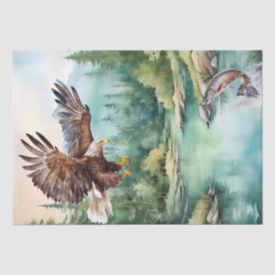 Papel De Seda Bald Eagle Mountain River Trout Watercolor
