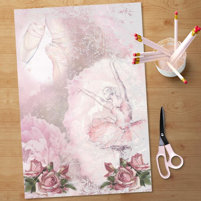 Papel De Seda Balé Ballerina Calçados Rosas Rosa Decoupage (Criador carregado)