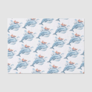 Papel De Seda Baleia Azul Aquarela