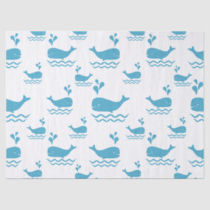 Papel De Seda Baleia Azul Fofa Padrão Sem Costura do Oceano (1)