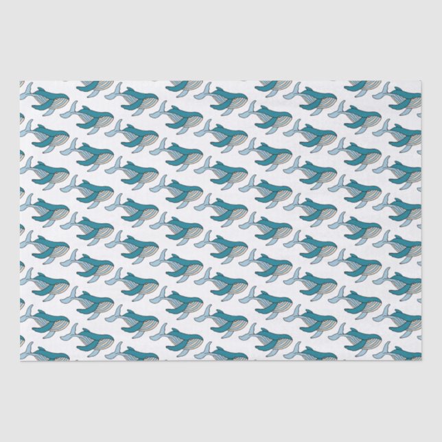 Papel De Seda Baleia Azul padrão fofo para crianças (Frente )