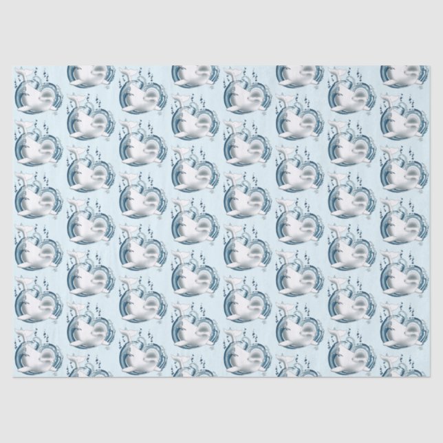 Papel De Seda Baleia Beluga Azul (Frente )