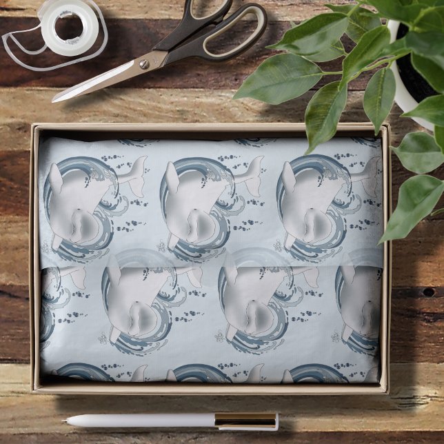 Papel De Seda Baleia Beluga Azul (Criador carregado)