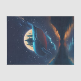 Papel De Seda Baleia-jubarte voadora Florestas estais no mar