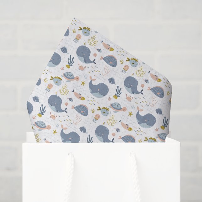 Papel de Seda Baleia, Presente do Oceano (Sacola de presentes)
