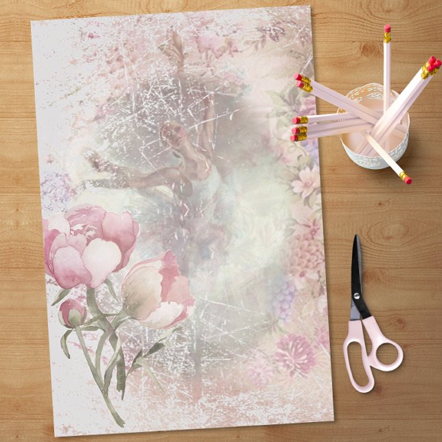 Papel De Seda Ballerina Dançando - Dissociação Floral Rosa-Rosa (Criador carregado)