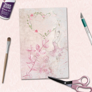 Papel De Seda Ballerina Dissociação Floral do Coração Botân
