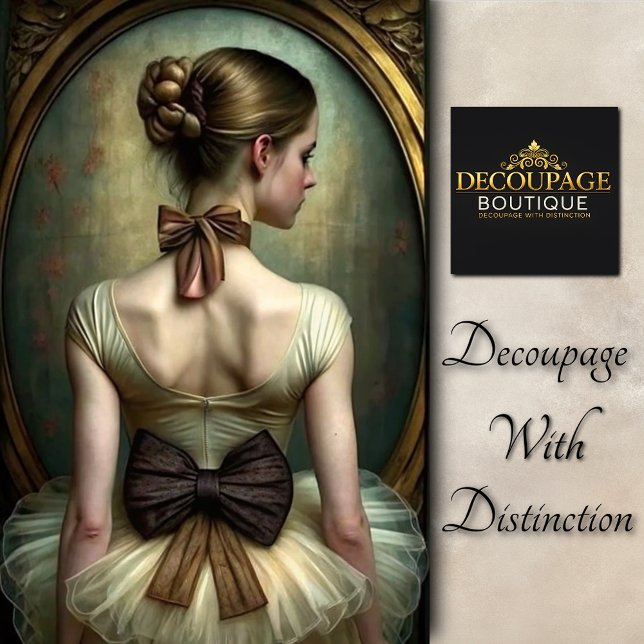 Papel De Seda Ballerina na página de dissociação de Arcos castan (Vintage Cream Ballerina with Bows Decoupage Tissue Paper)