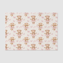 Papel De Seda Ballerina Teddy Ursos Rosa Tutus e Borboletas
