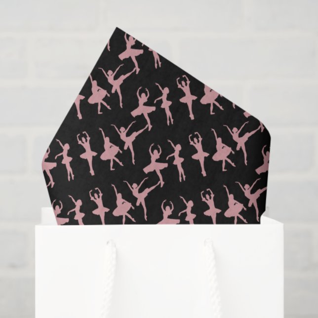 Papel De Seda Ballet Dancers Ballerina Pattern Black (Sacola de presentes)
