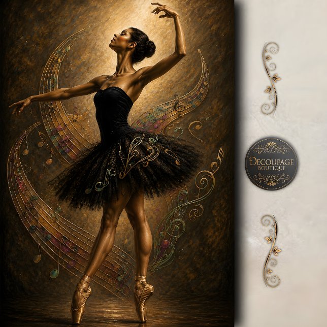 Papel De Seda Ballet Melodia em Movimento Decoupage (Melody in Motion Ballet Decoupage Tissue Paper)
