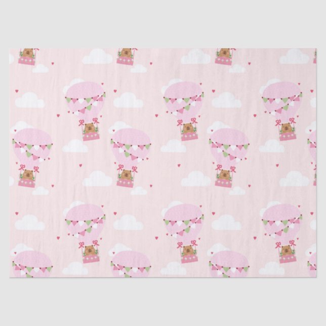 Papel De Seda Baloão de Ar Quente de Capivara Fofa (Frente )