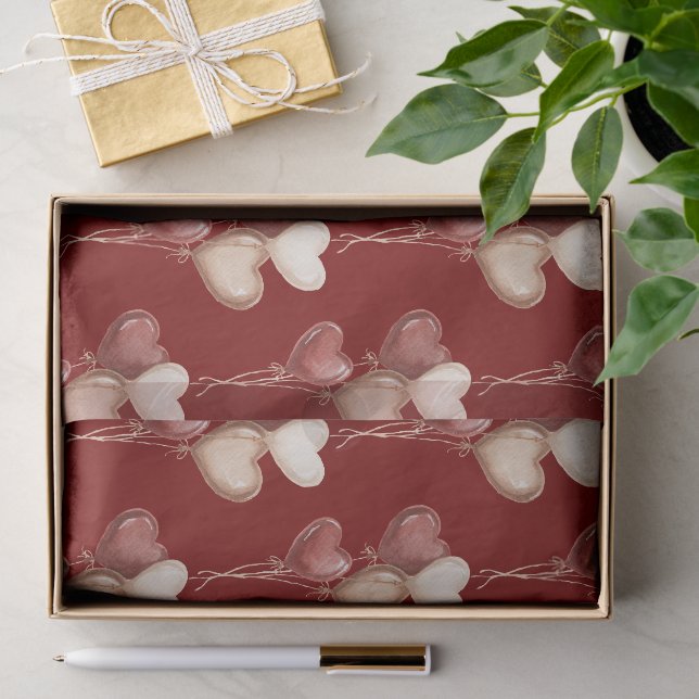 Papel De Seda Balões de Coração de Creme Vermelho Amor  (Presente)