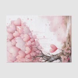 Papel De Seda Balões De Coração Rosa-namorados Numa Árvore