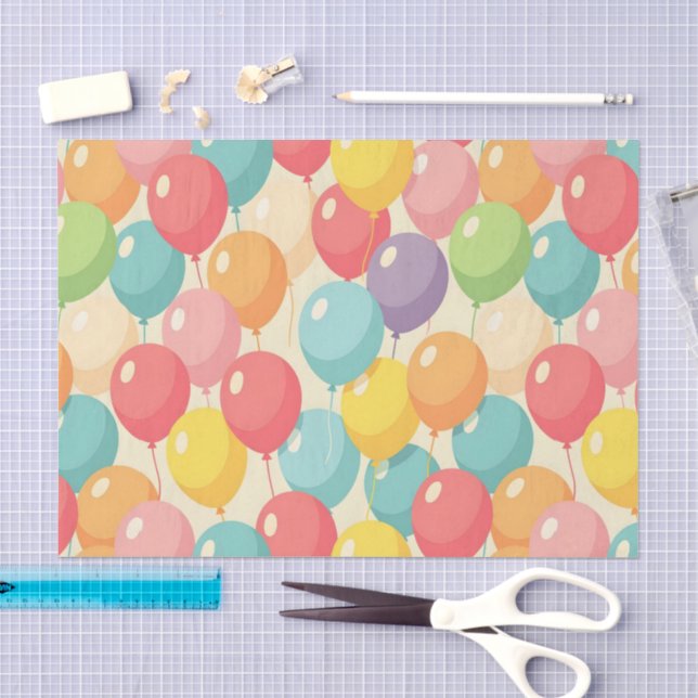 Papel De Seda Balões de festa em cores diferentes (Arte )