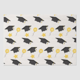 Papel De Seda Balões De Graduação E Estrelas Amarelo Preto