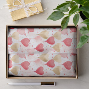 Papel De Seda Balões do Coração Dourado e Vermelho Pink do dia d