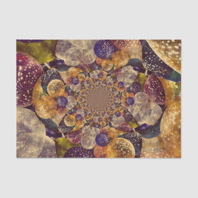 Papel De Seda Balões Dourados e roxos caleidoscópio Textured (Frente )