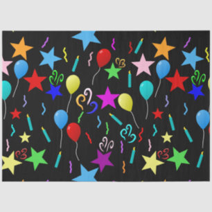 Papel De Seda Balões e estrelas de festa coloridos