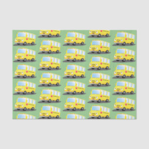 Papel De Seda Banda branca e feliz de ônibus escolar amarelo