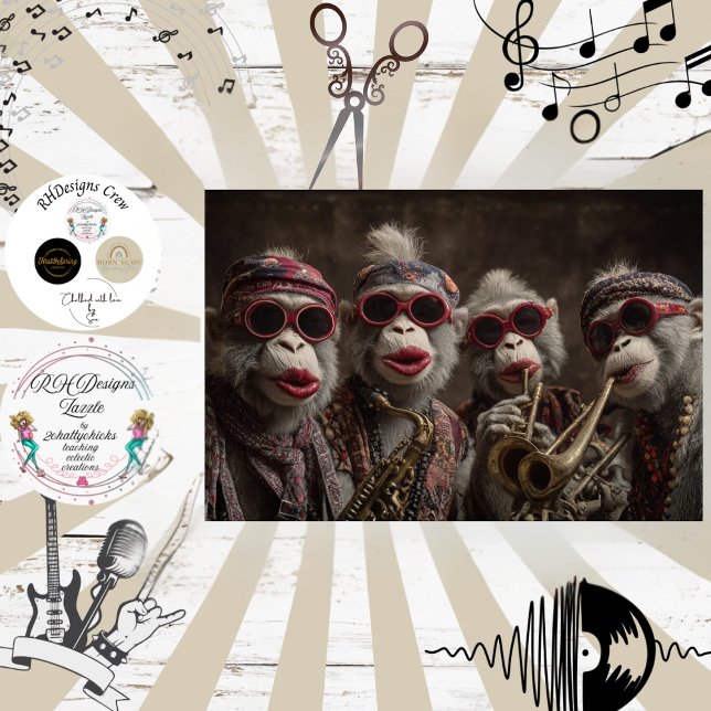 Papel De Seda Banda de Jazz Desenxabida do Macaco Manjo (Criador carregado)