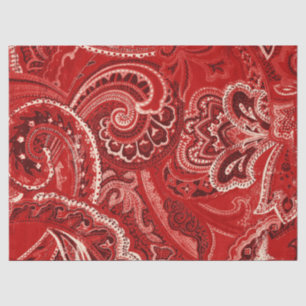 Papel De Seda Bandanna retro chique vermelho de Paisley do hippy