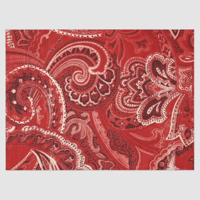 Papel De Seda Bandanna retro chique vermelho de Paisley do hippy (Frente )
