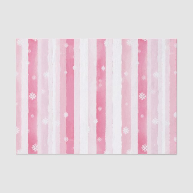Papel De Seda Bandas brancas cor-de-rosa de Natal (Frente )