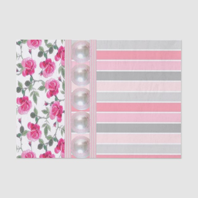 Papel De Seda Bandas cor-de-rosa com papel-pisos (Frente )