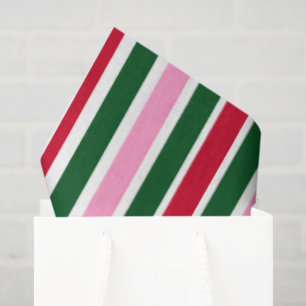 Papel De Seda Bandas de Canas de Natal em Verde Rosa e Vermelho