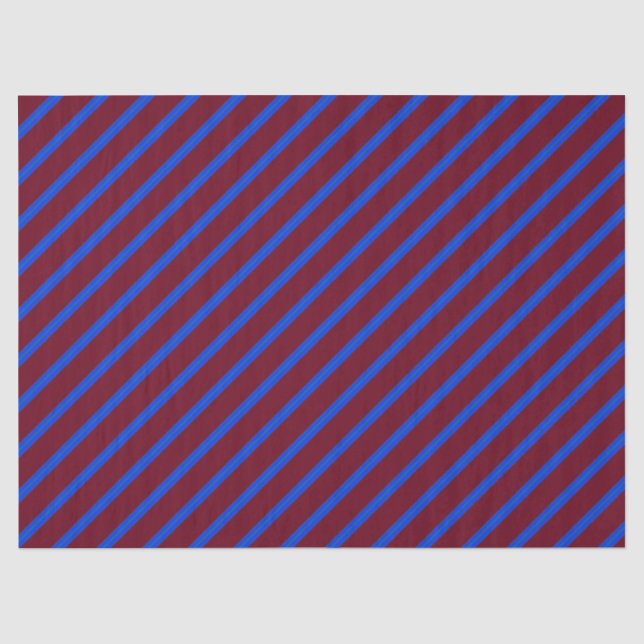 Papel De Seda Bandas de Diagonal Azul Vermelho (Frente )
