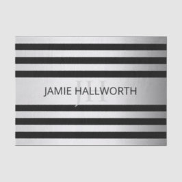 Papel De Seda Bandas de Ombre Silver Faux Contemporâneas & Preta