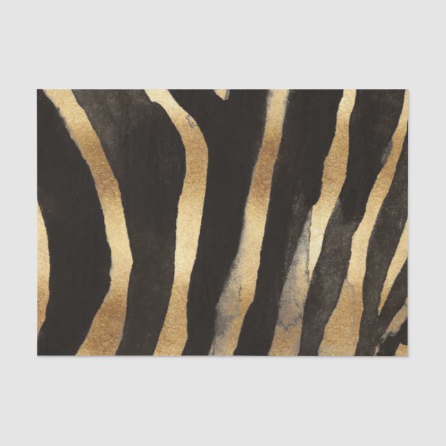 Papel De Seda Bandas de Zebra Ouro Pintadas Pintadas Africanas (Frente )