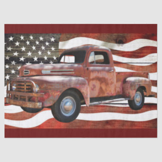 Papel De Seda Bandeira Americana do Caminhão Vermelho Vintage