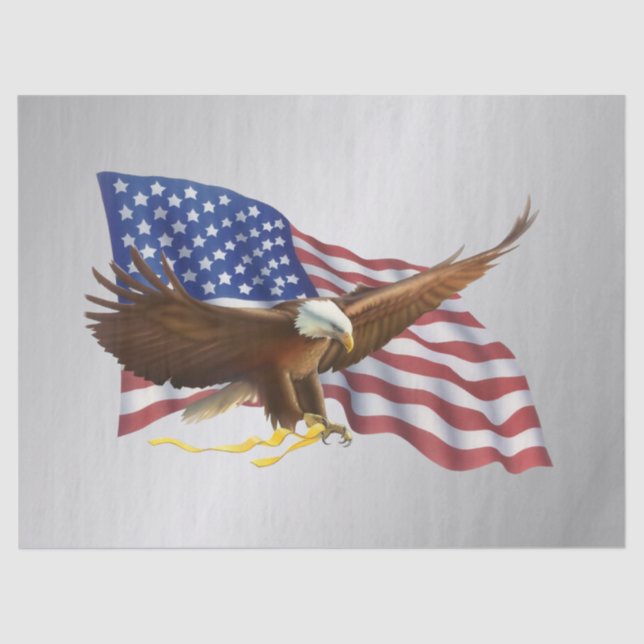 Papel De Seda Bandeira Americana e Prata de Águia (Frente )