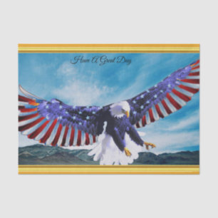Papel De Seda Bandeira americana Eagle que voa na folha de ouro