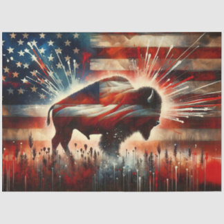 Papel De Seda Bandeira Americana Rústica com Decoupage de Bisont