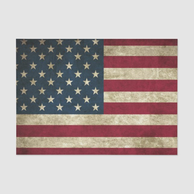 Papel De Seda Bandeira Americana Vintage Grunge Patriótica EUA (Frente )