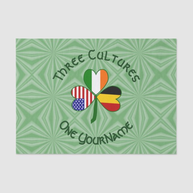 Papel De Seda Bandeira de Shamrock belga irlandesa Americana Per (Frente )