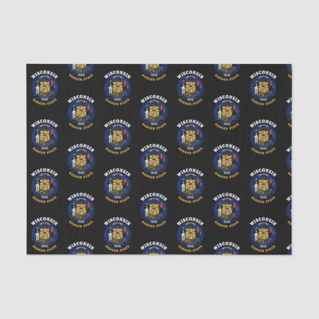 PAPEL DE SEDA BANDEIRA DO ESTADO DE WISCONSIN BADGER (Frente )