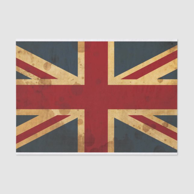 Papel De Seda Bandeira manchada de Union Jack Reino Unido (Frente )