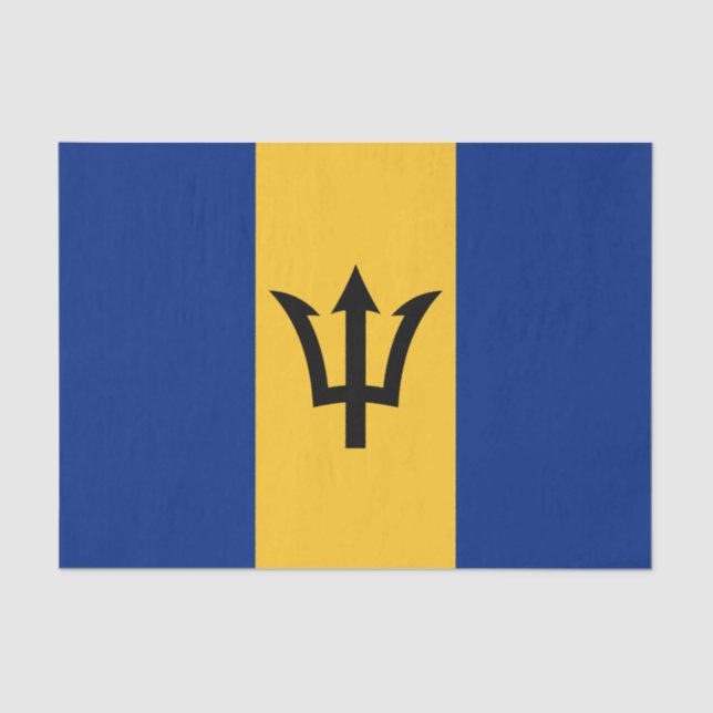 Papel De Seda Bandeira Patriótica Barbados (Frente )