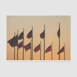 Papel De Seda Bandeiras ao Pôr do Sol Patriótico Americano EUA