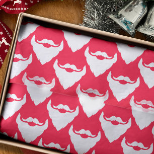 Papel De Seda Barbas de Papai Noel padrão vermelho branco Natal