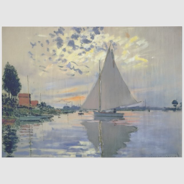 Papel De Seda Barco à Vela de Monet Impressionismo Francês Arte  (Frente )