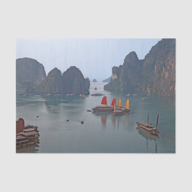 Papel De Seda Barcos à vela em Ha Long Bay - Vietname, Ásia (Frente )