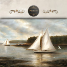 Barcos à vela na Baía Tranquila Decoupage