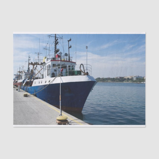 Papel De Seda Barcos de pesca amarrados (Frente )