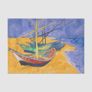 Papel De Seda Barcos de Pesca na Praia por Vincent Van Gogh