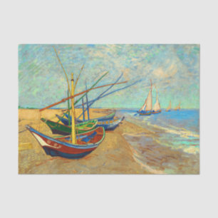 Papel De Seda Barcos de pesca na praia por Vincent van Gogh